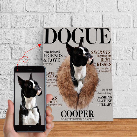 Posters, Prints, & Visual Artwork Winter Dogue Personalized Pet Poster Canvas Print | Personalized Dog Cat Prints | Magazine Covers | Custom Pet Portrait from Photo | Personalized Gifts for Dog Mom or Dad, Pet Memorial Gift